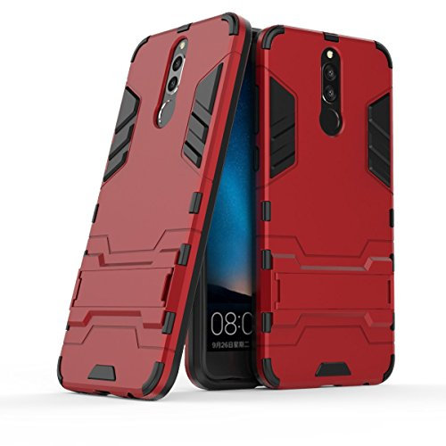CHcase Huawei Mate 10 Lite Funda, 2in1 Armadura Combinación A Prueba de Choques Heavy Duty Escudo Cáscara Dura PC + Suave TPU Silicona Rubber Case Cover con Soporte para Huawei Mate 10 Lite -Red