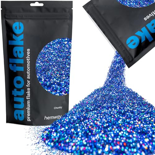 Hemway Auto Flake Glitter Additive for Paint, 100g, Chunky Sapphire Blue Holographic Metal Flake for Custom Auto Paint & Coatings, for Car, Motorbike, Truck, Vehicles, Automotives