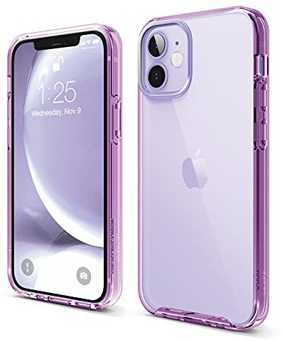 elago Hybrid Clear Case Kompatibel mit iPhone 12 Mini Hülle (5,4), Durchsichtig, Robuster PC Rückseite Handyhülle, Flexibel Bumper Schutzhülle (Violett)