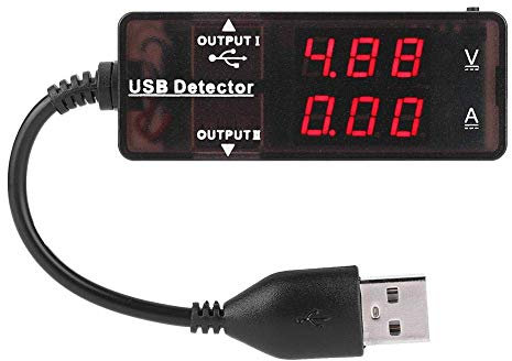 USB Voltmeter Ammeter, USB Tester, with Data Communication Function Battery Capacity Testing LED Display for Mobile Phones(Monochrome)
