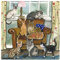ALEX CLARK Cat House Fridge Magnet - Funny Felines - Original Artwork - Fridge Magnet for Animal Lovers - Magnetic Art Tile - Gift Ideas - Designed in The UK...