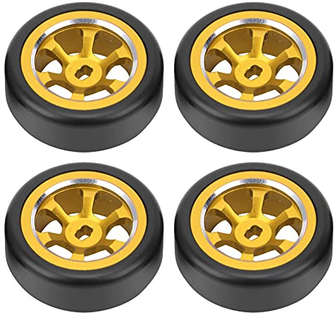 4 Stück RC Drift-Reifen, RC-Felgenreifen Modifikationsteile Passend für K969 K989 P929 1/28 RC(Gelb)