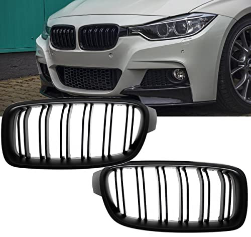 DM Autoteile 1681 SET Kühlergrill Grill Schwarz MATT Doppelsteg kompatibel für BMW 3er F30 F31 auch M -Sport