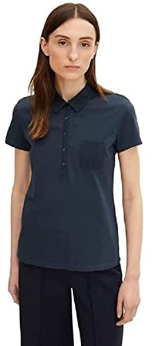 TOM TAILOR Damen Poloshirt mit Brusttasche 1031221, 11758 - Midnight Sail, L