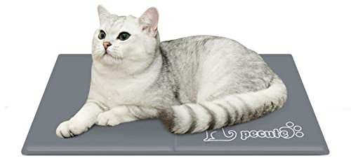 pecute Kühlmatte Hunde Katzen(30 * 40cm), Kuhlmatte für Hund und Katze mit Ungiftiges Gel,Selbstkühlende Kissen, Kühl Hundedecke, Kaltgelpad für Katzen und Hunde, Grau,XS