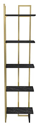 Alica Industrial 180 cm Tall Corner Unit Bookcase Decorative Bookshelf Shelving - Marble Effect (Bendire Marble & Gold) …