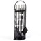 IDMarket - Ensemble serviteur de cheminée Noir INOX 5 éléments Pelle Balai tisonnier Pince avec Support