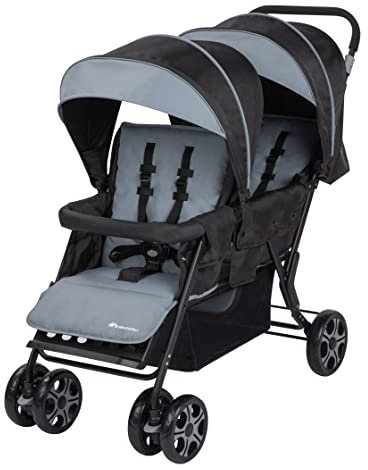 Bebeconfort Teamy Zwillings-Kinderwagen, Kompatker Geschwister-Kinderwagen, nutzbar ab der Geburst bis ca. 3,5 Jahre, 0-22 kg, Shadow Block