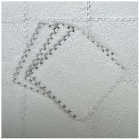 9/12/15/16 Stück Ineinandergreifende Schaumstoff-Teppichfliesen, Weiche, Flauschige Plüsch-Teppichmatte, Kriechende Spielmatte, Puzzlematte, Für Schlafzimmer, 30 X 30 cm,Weiß,9 PCS