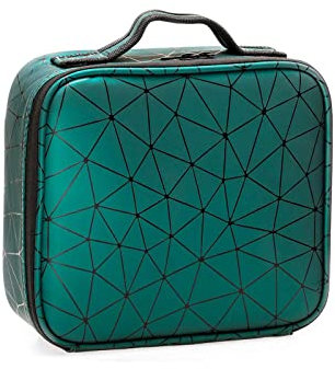 Kosmetiktasche Damen Portable Kosmetikkoffer Damen, Professionelle Make up Tasche Schminktasche Organizer Aufbewahrung Kosmetische Box WasserdichtSchminktasche Train Case PU-Leder Diamantformmuster