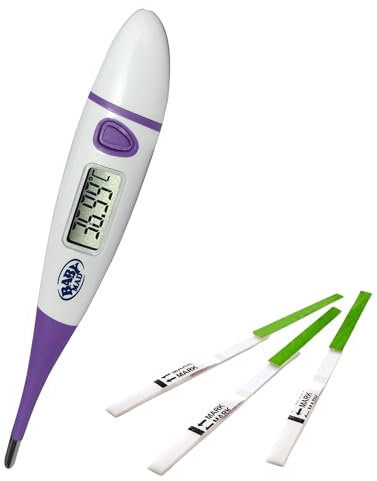 BabyMad Basalthermometer C/F umschaltbar und 10 x Eisprungtests - Temperaturtabelle - Aufbewahrungsbox