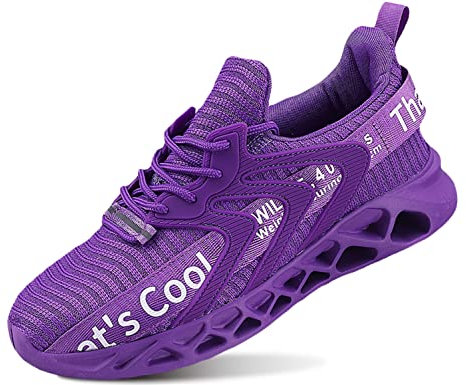 Herren Sportschuhe Laufschuhe Turnschuhe Luftpolster Trainers Running Leichte Schuhe Fitness Atmungsaktiv Gym Violett 43EU