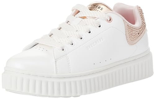 Skechers Street Girls, Sneaker, White Synthetic/Rose Trim, 37.5 EU