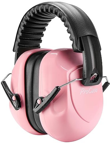 ProCase Cuffie AntirumoreLavoro,NRR 32 dB Cuffie con Pieghevoli Fascia Imbottita per Bambini a Fuoco D'artificio Concerto Aereo Dormire Studiare Teatro Studio-Rosa