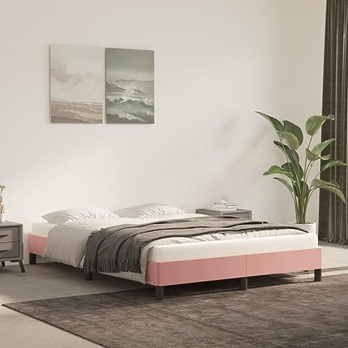 Higsose Giroletto 203x143x25cm Rosa,Velluto,Compensato,Legno Multistrato,Letto Ferro Battuto,Letto Alla Francese,Supporto Per Doghe In Legno,Giroletto Robusto Per,Letto In Legno Massello