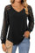 Beluring Womens Top Long Sleeve T-Shirts V Neck T Shirt Plain Tunic Black Size 12 14