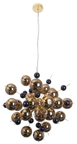 Näve Leuchten - Pendelleuchte Explosion aus Metall und Glas - max. 28 W - Hängelampe für Esszimmer, Wohnzimmer, Diele oder Büro - Gold, 65 cm