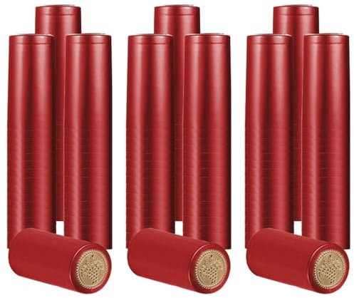 120 Stück Rot Weinflaschen-Schrumpfkappen mit geradem Mund, Flaschenversiegelungskapseln, PVC-Schrumpffolie für Weinkeller, Bar