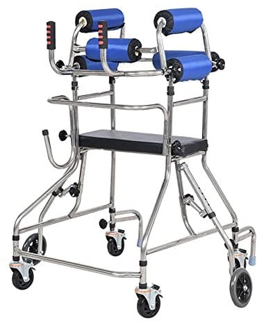 Standard Walkers Rollator Lauflernhilfe für ältere Menschen Erwachsene Gehhalterung Edelstahl Sechsrad Rehabilitationstraining für Behinderte Erwachsene Senioren