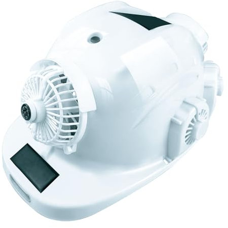 GL SUIT Casque de Construction Intelligent avec 8 Ventilateurs et 2 Panneaux solaires, Casque de sécurité Bluetooth pour Musique, Casque de Chargement USB pour la Construction,Blanc,22000mA