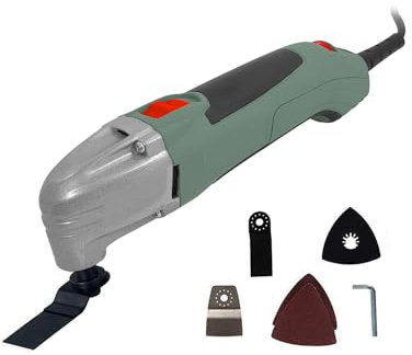 Utensile Multifunzione Oscillante con 9 Accessori - Elettroutensile di Precisione Versatile per Levigare, Lucidare, Smussare, 300W