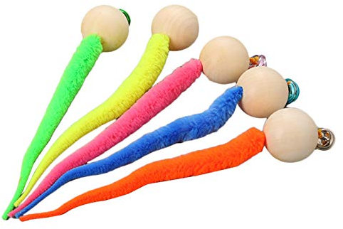 BommFu Bell-Katzen-Wurmball | Kugelwurm Katzenspielzeug Helle Farbe | Wackelkugeln Wurm Katzenspielzeug - Simulationswurm Katzenspielzeug Für Hunde Und Kätzchen