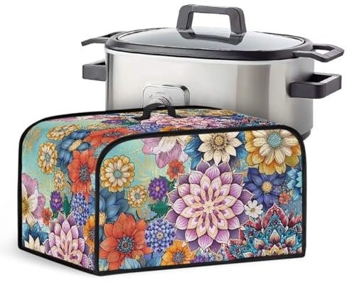 Uorisanigo Crock for Pot Cover Boho Floral Slow Cooker Dust Cover Fits for Most 6-8 Quart Oval Slow Cooker Keep Kitchen Appliance Clean