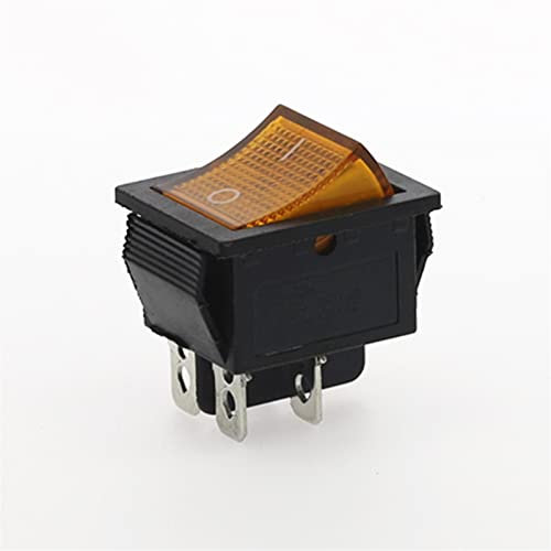 elektronischer Schalter Wippschalter 5 Stück KCD4 Wippschalter Netzschalter Selbstverriegelung 2 Positionen 4 Pins mit Licht 15A 250VAC/20A 125VAC 32 * 25mm (Color : Yellow)
