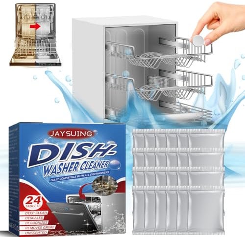 Tomtary Dishwasher Tablets Pack of 24 Bulk Eco Dishwasher Tablets All in 1 Dish Washing Tablets Non-Toxic and Residue Powerball for Deep Cleaning with Salt & Rinse Aid for Tough Stains Grease Grime