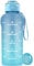 WEMEET Auslaufsicher Sportwasserflaschen mit Zeitmarkierungen, BPA-Frei, 750ml Wiederverwendbare Trinkflasche mit Fruchtfilter, für Camping, Fitnessstudio, Outdoor, Wandern (Blau Blau)
