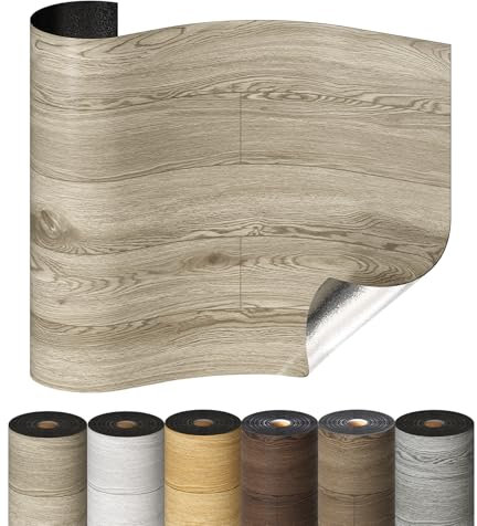 Selbstklebende Holzoptik Vinylboden, Verdickter PVC Bodenbelag, Vinyl-Fußböden Bodenfliesen Wasserfest, Langlebig Vielseitig Einsetzbar für Wohnzimmer, Schlafzimmer, Büros 60x1000cm Lichtbraun