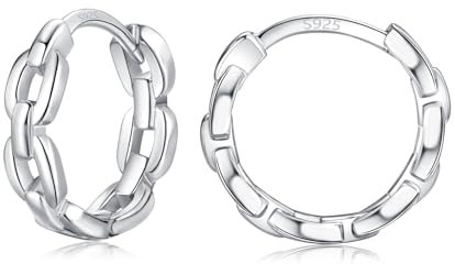 Sterling Silver Hoop Earrings for Women - Lightweight Small Twisted Huggie Chain Link Jewellery Gifts
