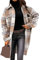 EFOFEI Femmes Chemise Vintage à Plaid Baggy Lapel Button Shackets Overcoat Casual Check Blouse Loose Winter Warm Jacket Gris Marron XL