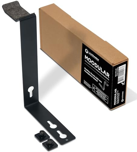 ULTRARM Moodular Wooden Monitor Stand Add-ons Headphone Mount [Accessory Only - Requires Moodular Wooden Monitor Stand Slide Rails for Use] Black MSA-HS