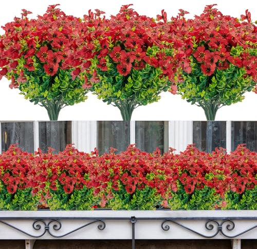 10 Stück künstliche Blumen für den Außenbereich, Garten, Balkon und Tischdekoration, künstliche Pflanzen