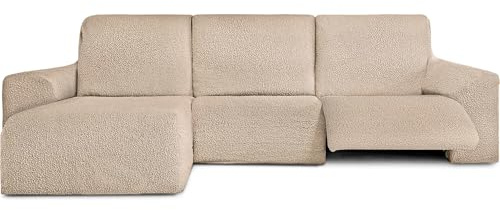 ECOMMERC3 Chaiselong-Sofabezug, kurzes Eckteil Links, mit bi-elastischem Relax-Sofa, Beige, sehr elastisch, atmungsaktiv und mit Schaumstoff zur Befestigung