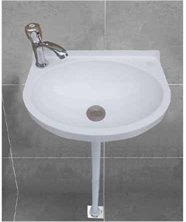 XRB2050 Lavandino a Muro in Resina, 40x28x14cm/15.7x11x5.5inch Lavandino Bagno Sospeso Salvaspazio, Lavandino Bagno Ovale per Piccolo Guardaroba Bagno Wc Degli Ospiti Bianco Accessori A