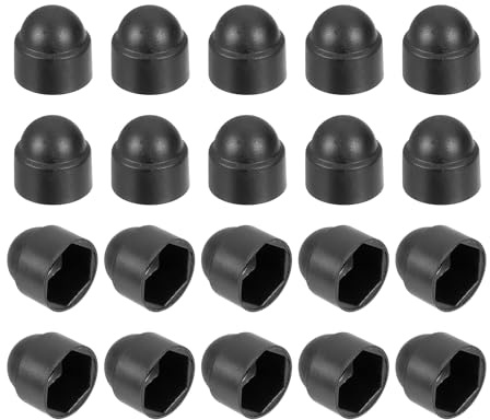 uxcell Nut Protection Cap, 20Pcs M8x13x15mm - Plastic Hexagonal Screw Protection Cap, Dome Acorn Hex Head Bolt Covers, Waterproof Decorative Cap (Black)