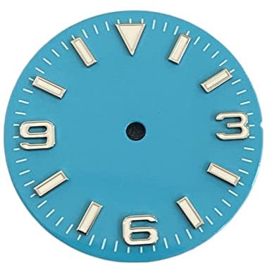 RQUDULXGX 28,5mm Uhr Zifferblatt + Uhren Hände grün leuchtende modifizierte Herrenuhr Zubehör Uhr Gesichter for NH35 / NH36 / 4R / 7S Bewegung Zifferblatt ansehen(A1)