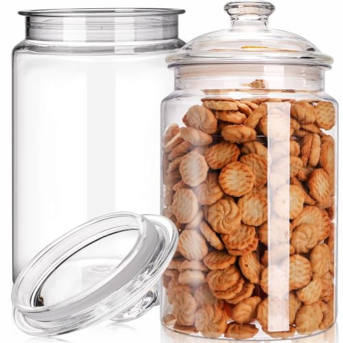 Goaste 2 Pack 3.9L Large Cookie Jar with Lid, Clear Acrylic Candy Jar Unbreakable, Airtight Food Storage Canister, Decorative Plastic Apothecary Jar with Silicone Sealing Ring for Dog Treats, Snacks