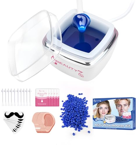 Nose & Ear Wax Kit for Women and Men with 100g Wax, USB Rapid Heater, 10 Applicators, 10 Mustache Stencils – Painless, Quick & Easy Hair Removal