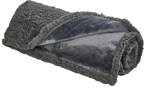 Dogat wasserdichte Hundedecke Waschbar 120 x 100 cm Wendbare Haustierdecke für mittelgroße und große Hunde und Katzen Sofabezug und Bettschutz Weiche Sherpa-Fleece- und Flanelldecke Grau