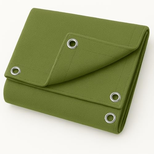 UK Eco Green Canvas Heavy Duty Cotton Tarpaulin Cover Boat Log Store Roofing Sheets (Green, 8 x 8 ft)