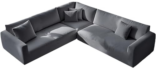KYJSW Ecksofa üBerzug Stretch Samt (Grau,7 Seat-3C3 3 PCS) | Sofabezug L Form 1/5/6/7 Sitzer Sofa üBerzug Anti-Rutsch Waschbar Elastischer Sofahusse Für Wohnzimmer