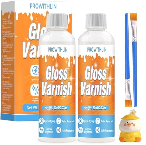 prowithlin - Vernice Trasparente Lucida per Argilla a Secco - Vernice per Ceramica, Legno, Pittura ad Olio - Resistente all'Acqua, Graffi e Usura (2 pezzo)