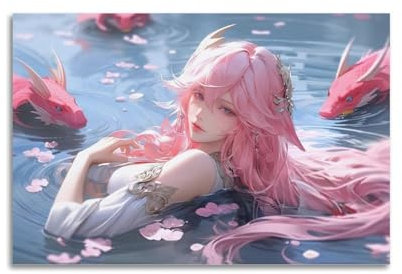 ZZLFLQ Hot Yae Miko Anime Poster Leinwand Poster Moderne Kunst Bild Schlafzimmer Poster 30x45cm