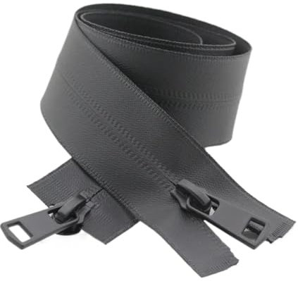 Cerniera invisibile in nylon impermeabile a doppio cursore per cucito fai da te (nero, 75 cm