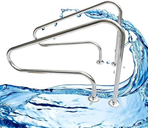 WJYTDHIQS 304 Edelstahl, Schwimmbad-Treppengeländer, Pool-Handlauf, Treppen-Pool-Handlauf, Easy Mount Rostfrei Pool-Treppen-Geländer Mit Quick Mount Base, für Inground-Pools, Spa, Pool-Einstieg