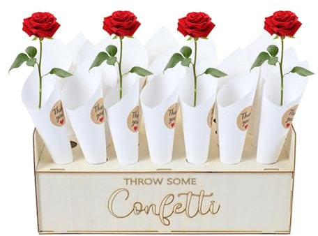 Scatola porta coriandoli e supporto in cartone con 30 carte, vassoio decorativo con adesivi per petali, mazzi di fiori, caramelle, cioccolato, matrimonio, peso leggero