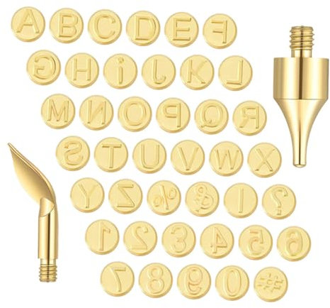HOODANCOS 1 Set Lötkolben Lötkopf Kleine Brennspitzen Brennwerkzeug Buchstaben Brennspitzen Brennalphabet Vorlage Prägung Brennspitzen DIY Brandmalerei Schnitzen Nummer